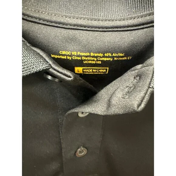 Ciroc VS Mens Black Polo Shirt Yellow Accents Large Short Sleeve - Picture 5 of 7